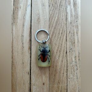 Insect Keychain with Red and Black Design